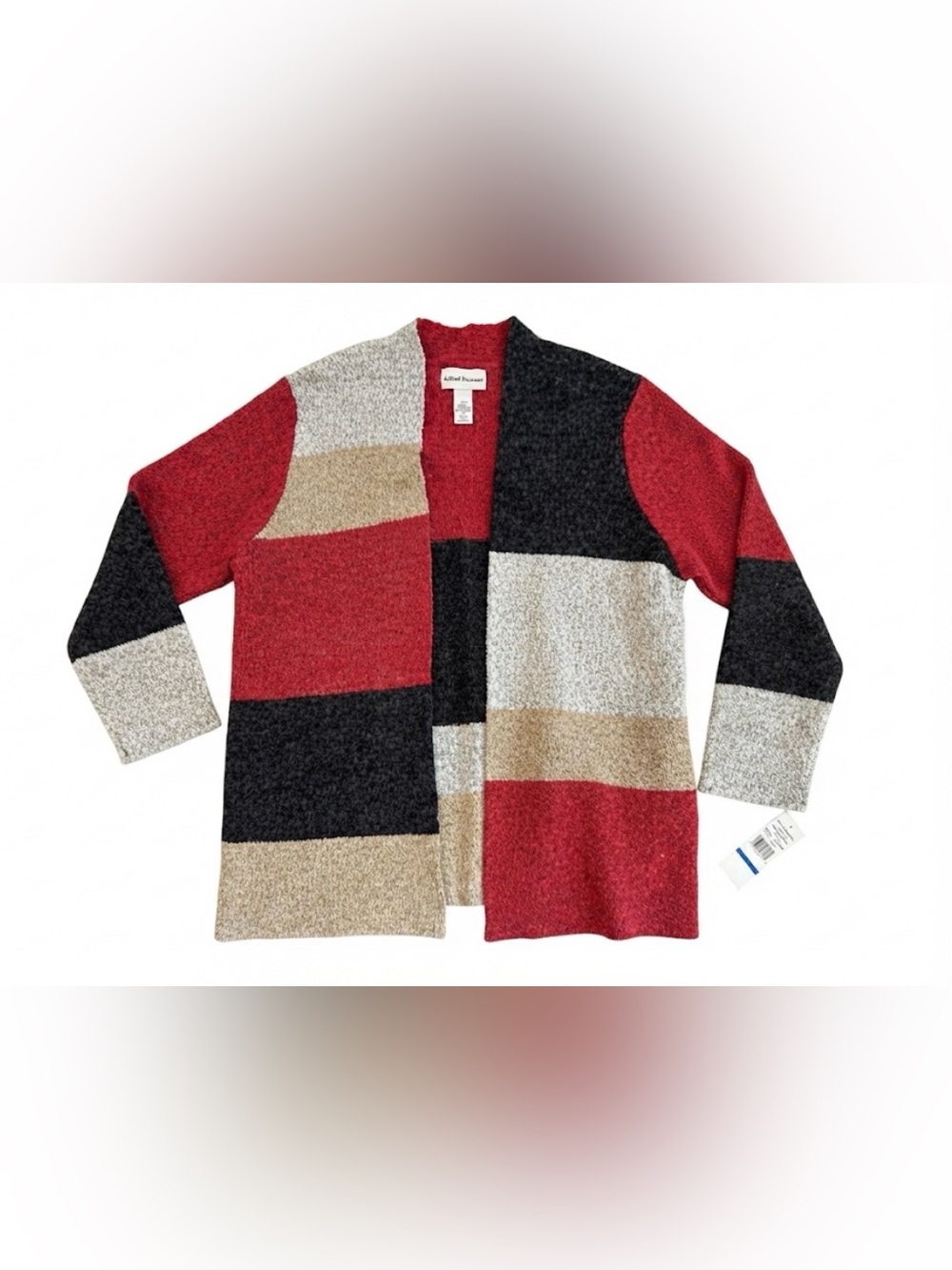 Alfred Dunner Cardigan Sweater Womens XL Runway Ready Colorblock Open Front NWT
